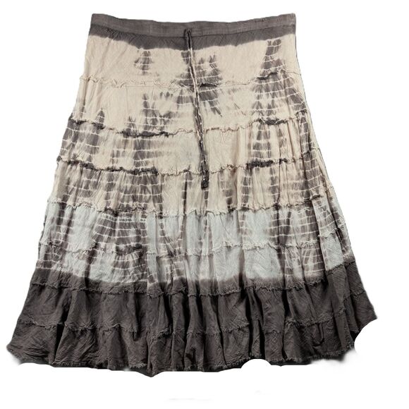 Metro Wear Peasant Skirt Tie Dye Midi 100% Cotton Boho Festival Large B149 - Picture 1 of 9